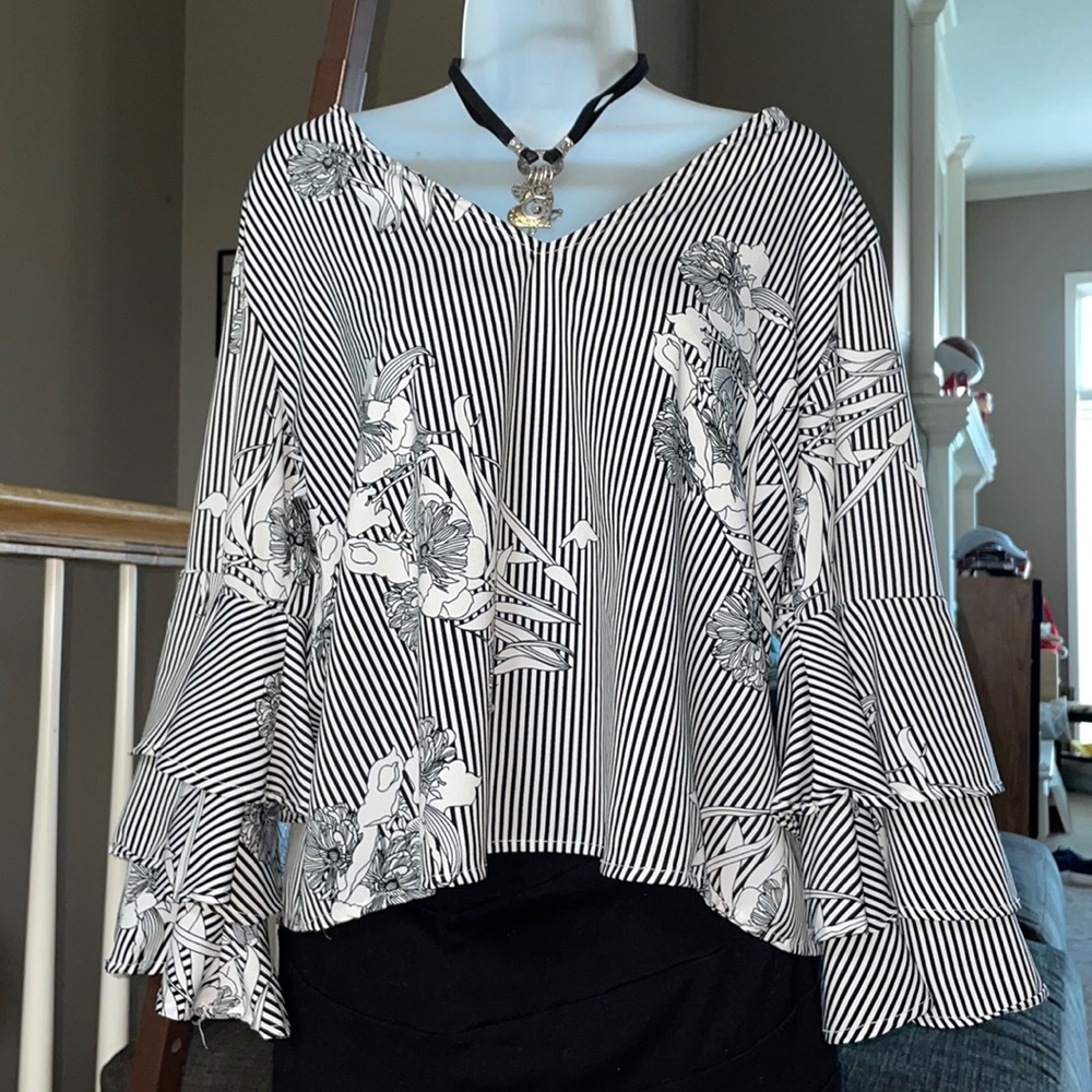 Three-Tier Ruffle Sleeve Style Envy Boho Top